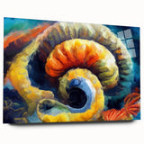 Modern Fluid Art Prints - Fluid Abstract Wall Art in Blue and Yellow