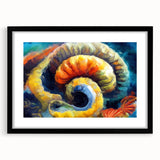 Modern Fluid Art Prints - Fluid Abstract Wall Art in Blue and Yellow