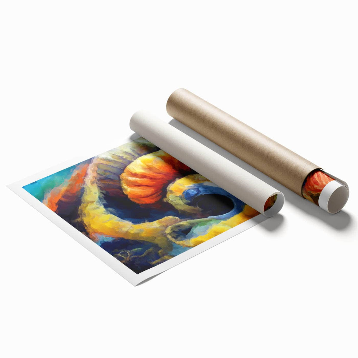 Modern Fluid Art Prints - Fluid Abstract Wall Art in Blue and Yellow