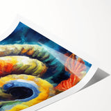 Modern Fluid Art Prints - Fluid Abstract Wall Art in Blue and Yellow