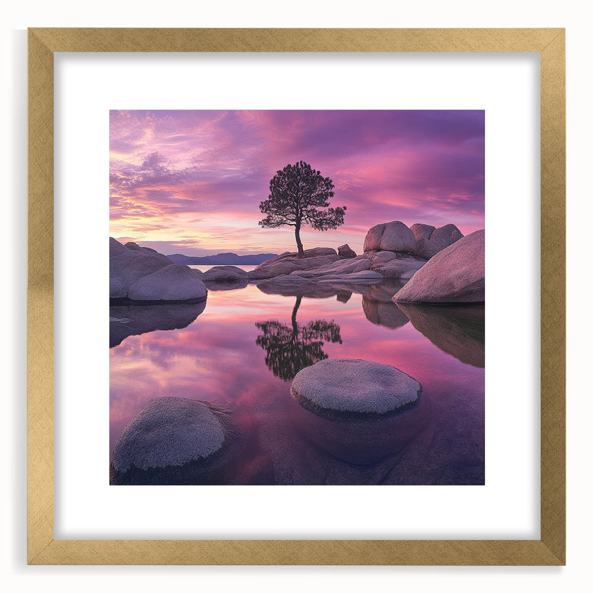 Serene Sunset Reflection – Tree Art Prints & Nature Wall Decor