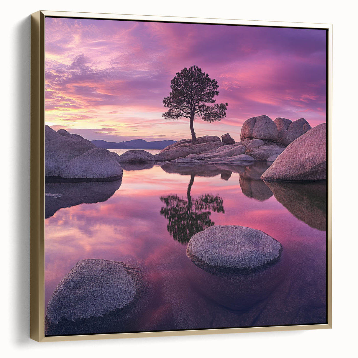 Serene Sunset Reflection – Tree Art Prints & Nature Wall Decor