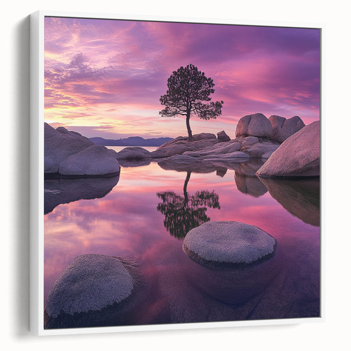 Serene Sunset Reflection – Tree Art Prints & Nature Wall Decor