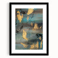 Elegant Moody Modern Wall Art - Abstract Teal, Gold & Gray Print