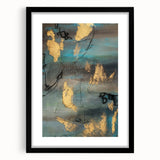 Elegant Moody Modern Wall Art - Abstract Teal, Gold & Gray Print