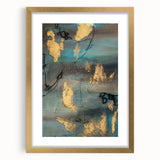 Elegant Moody Modern Wall Art - Abstract Teal, Gold & Gray Print