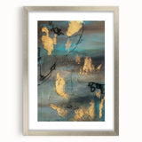Elegant Moody Modern Wall Art - Abstract Teal, Gold & Gray Print