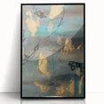Elegant Moody Modern Wall Art - Abstract Teal, Gold & Gray Print