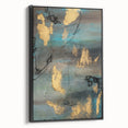 Elegant Moody Modern Wall Art - Abstract Teal, Gold & Gray Print
