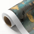Elegant Moody Modern Wall Art - Abstract Teal, Gold & Gray Print
