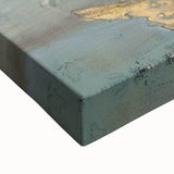 Elegant Moody Modern Wall Art - Abstract Teal, Gold & Gray Print