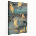 Elegant Moody Modern Wall Art - Abstract Teal, Gold & Gray Print