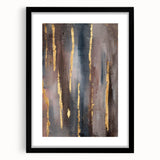 Luxury Moody Modern Wall Art - Abstract Gray, Gold & Brown Print
