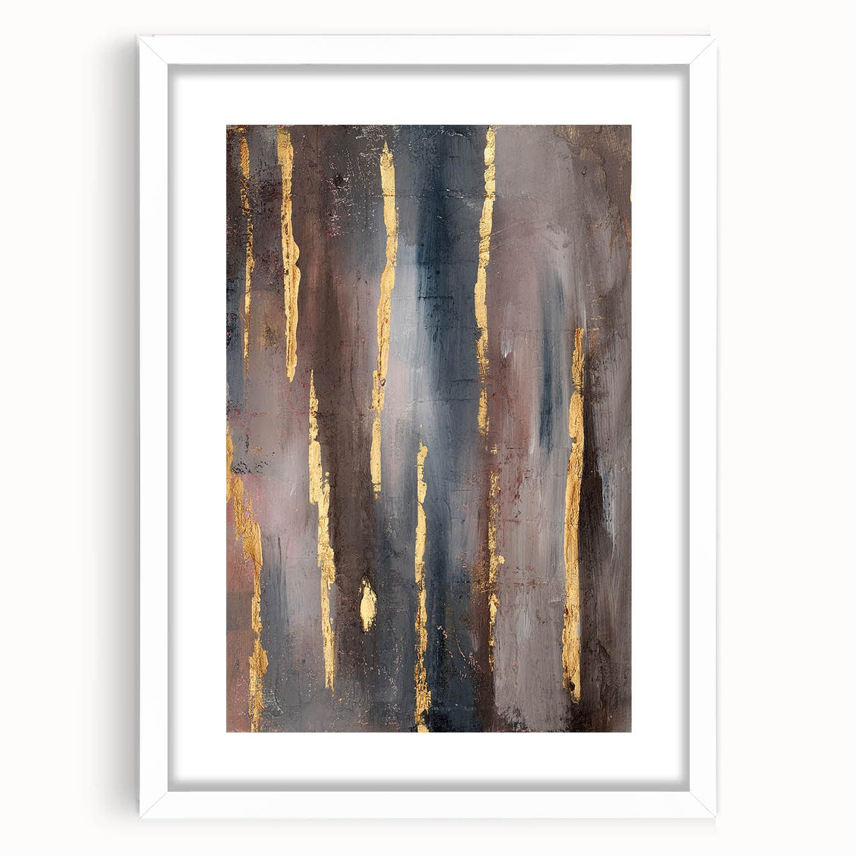 Luxury Moody Modern Wall Art - Abstract Gray, Gold & Brown Print