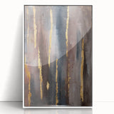 Luxury Moody Modern Wall Art - Abstract Gray, Gold & Brown Print
