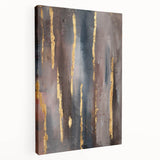 Luxury Moody Modern Wall Art - Abstract Gray, Gold & Brown Print