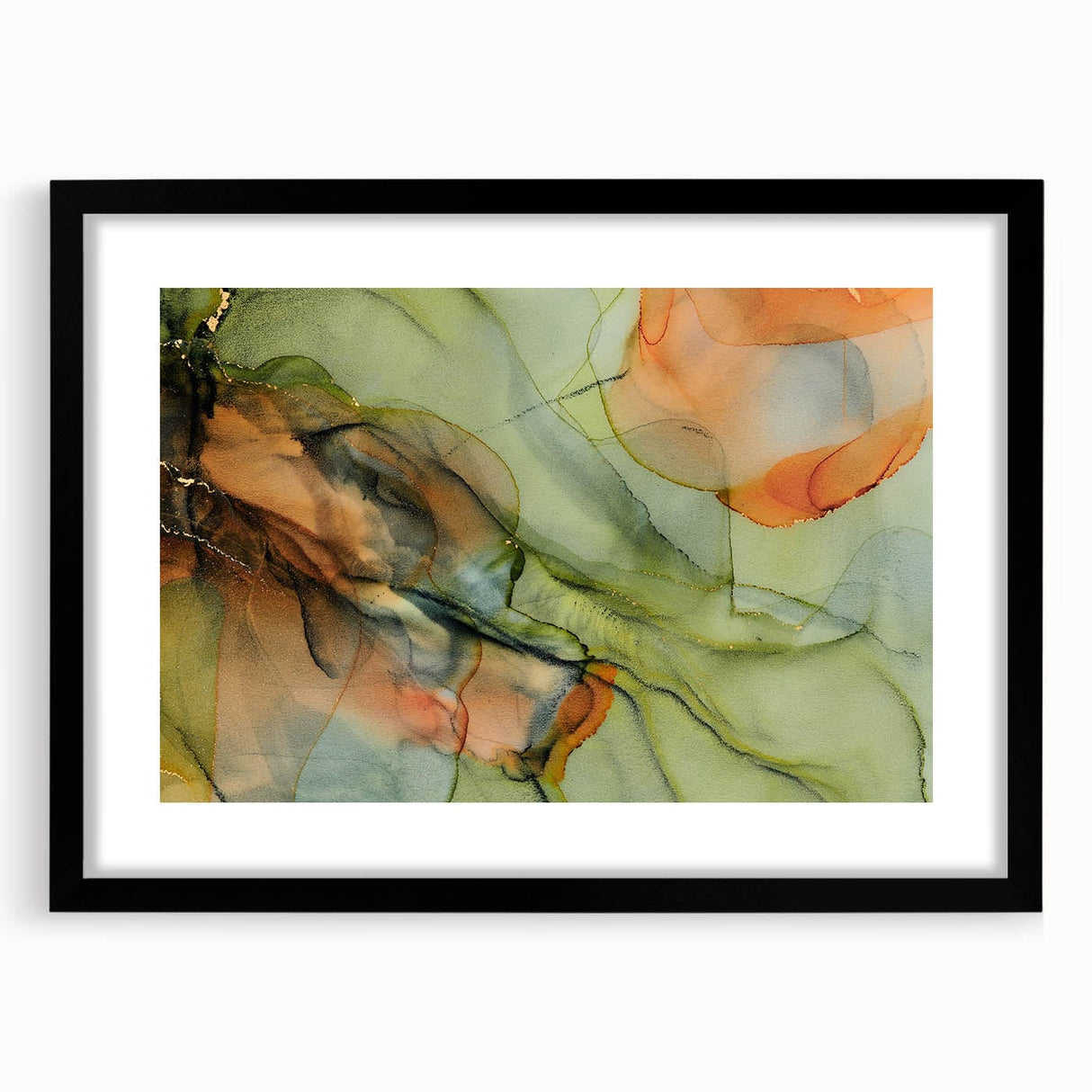 Organic Moody Modern Wall Art - Abstract Green, Gold & Orange Print