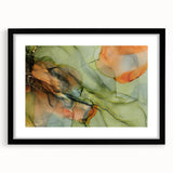 Organic Moody Modern Wall Art - Abstract Green, Gold & Orange Print