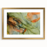 Organic Moody Modern Wall Art - Abstract Green, Gold & Orange Print