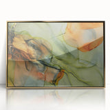Organic Moody Modern Wall Art - Abstract Green, Gold & Orange Print
