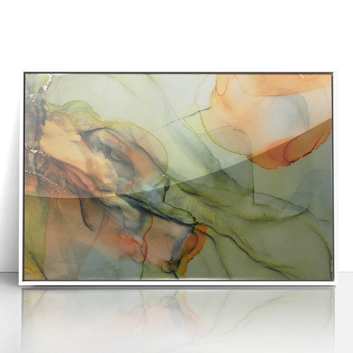 Organic Moody Modern Wall Art - Abstract Green, Gold & Orange Print