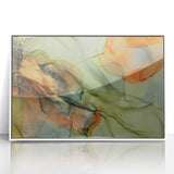 Organic Moody Modern Wall Art - Abstract Green, Gold & Orange Print