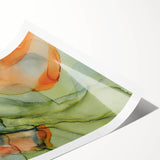 Organic Moody Modern Wall Art - Abstract Green, Gold & Orange Print