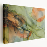 Organic Moody Modern Wall Art - Abstract Green, Gold & Orange Print