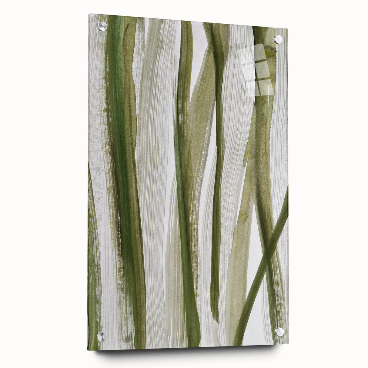 Earthen Harmony Abstracts – Olive Green and Light Gray Wall Art