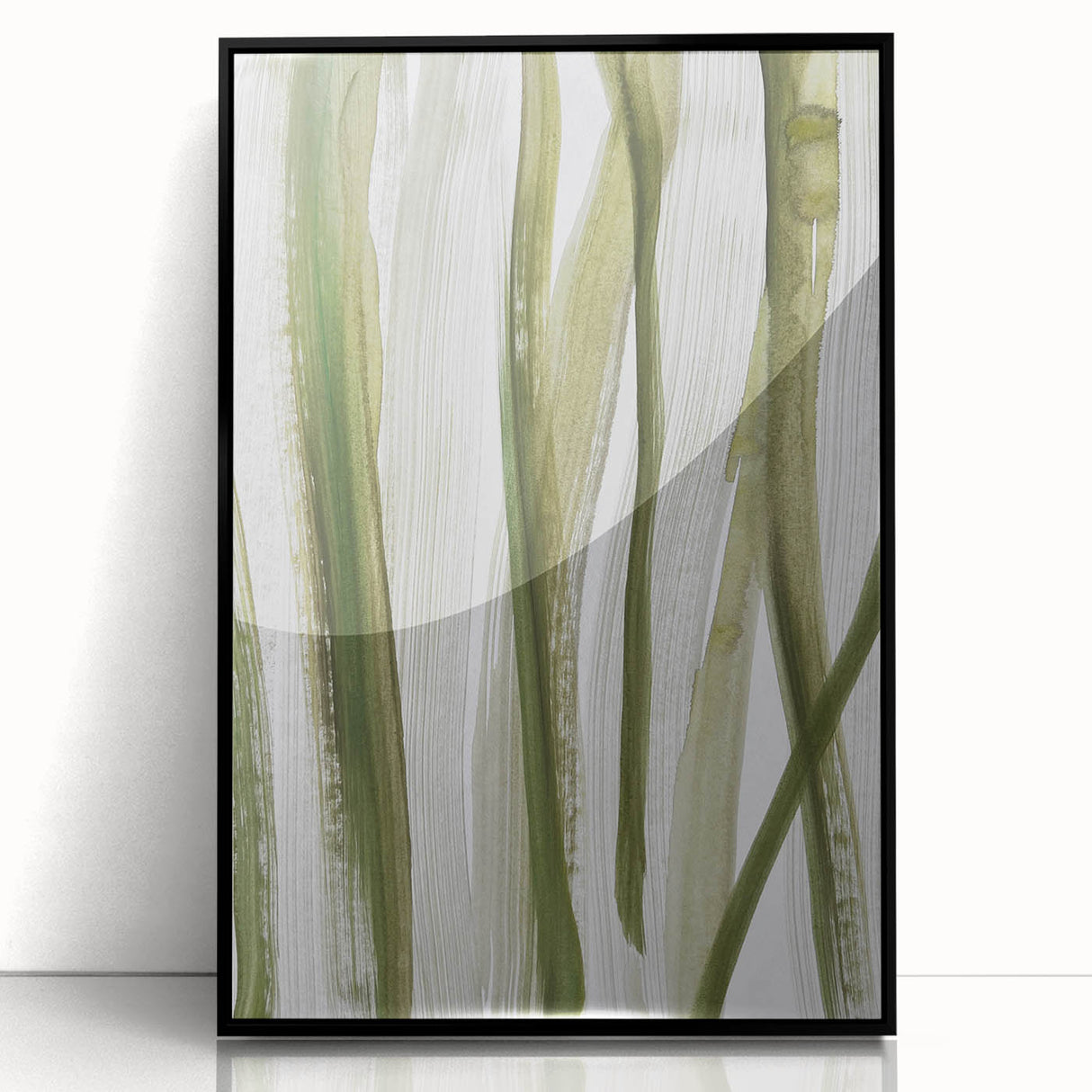 Earthen Harmony Abstracts – Olive Green and Light Gray Wall Art