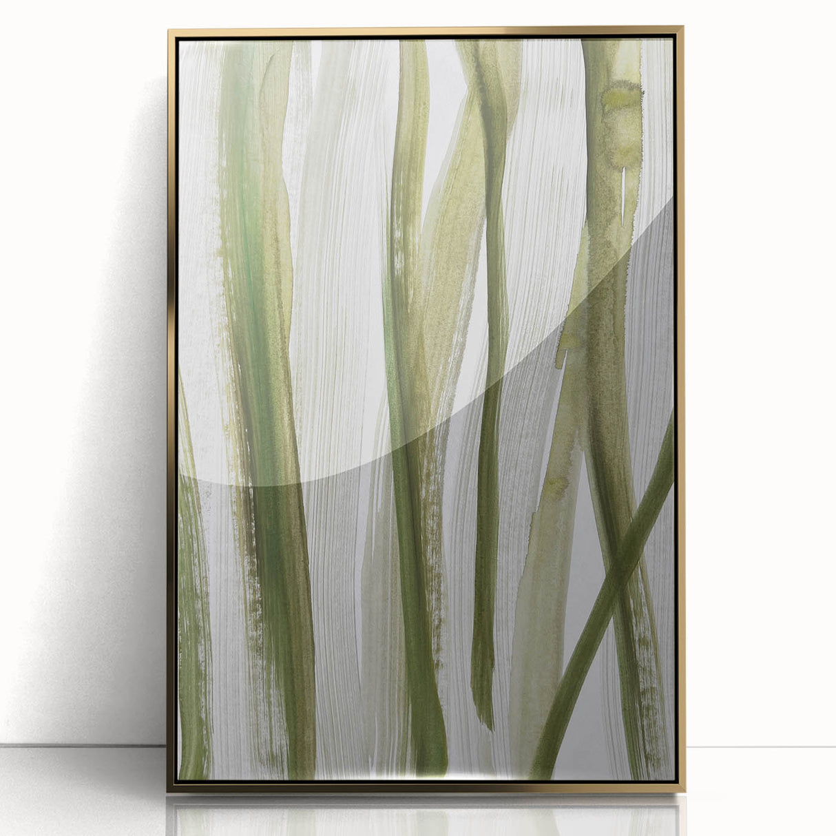 Earthen Harmony Abstracts – Olive Green and Light Gray Wall Art