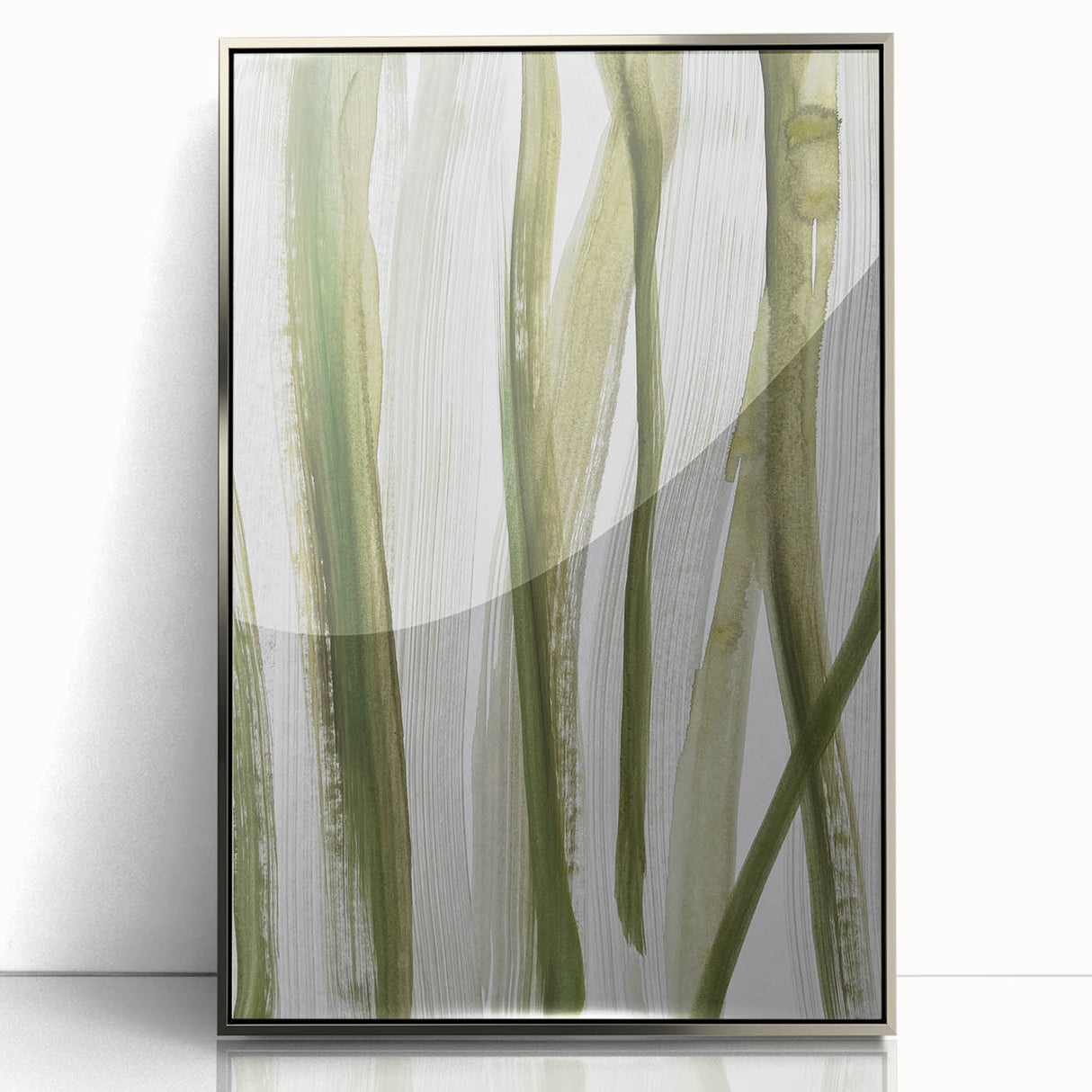 Earthen Harmony Abstracts – Olive Green and Light Gray Wall Art