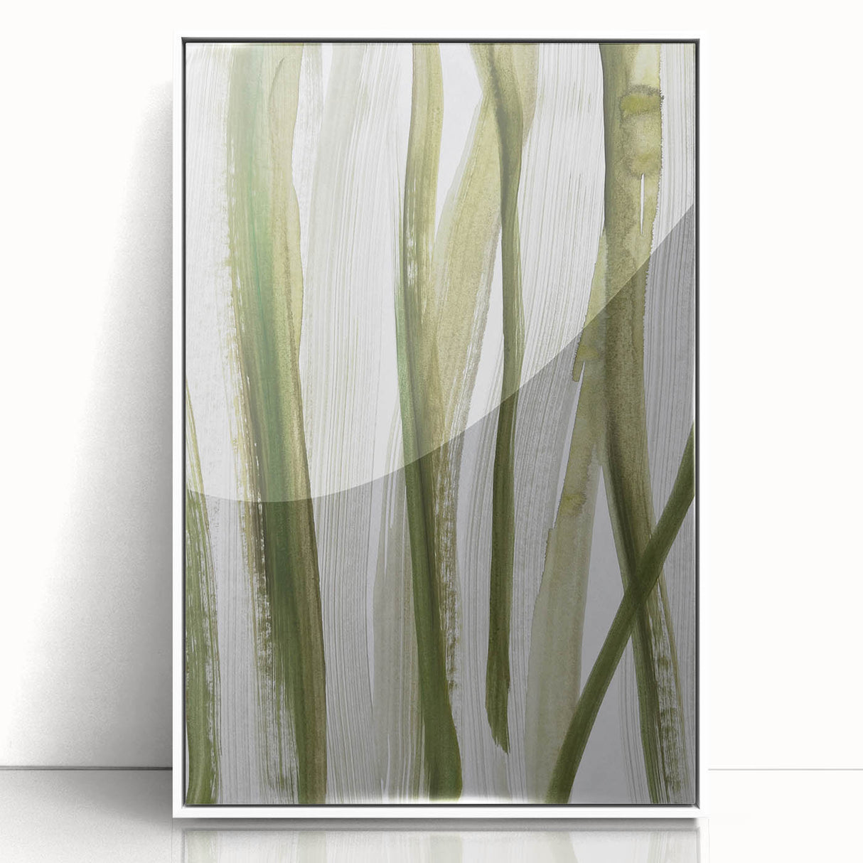 Earthen Harmony Abstracts – Olive Green and Light Gray Wall Art
