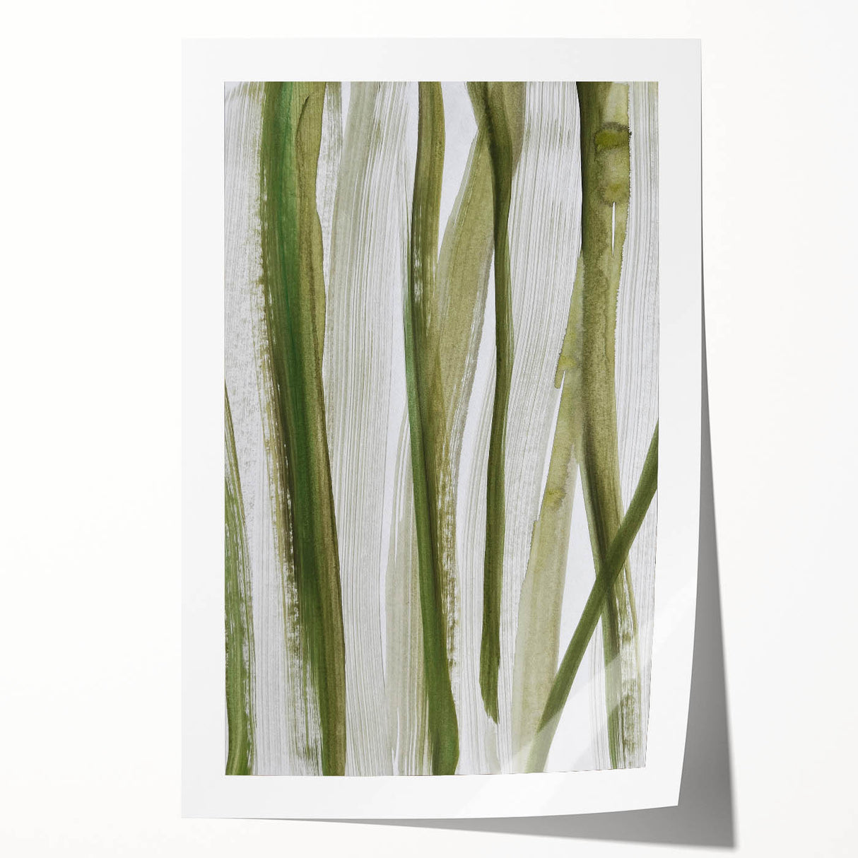 Earthen Harmony Abstracts – Olive Green and Light Gray Wall Art