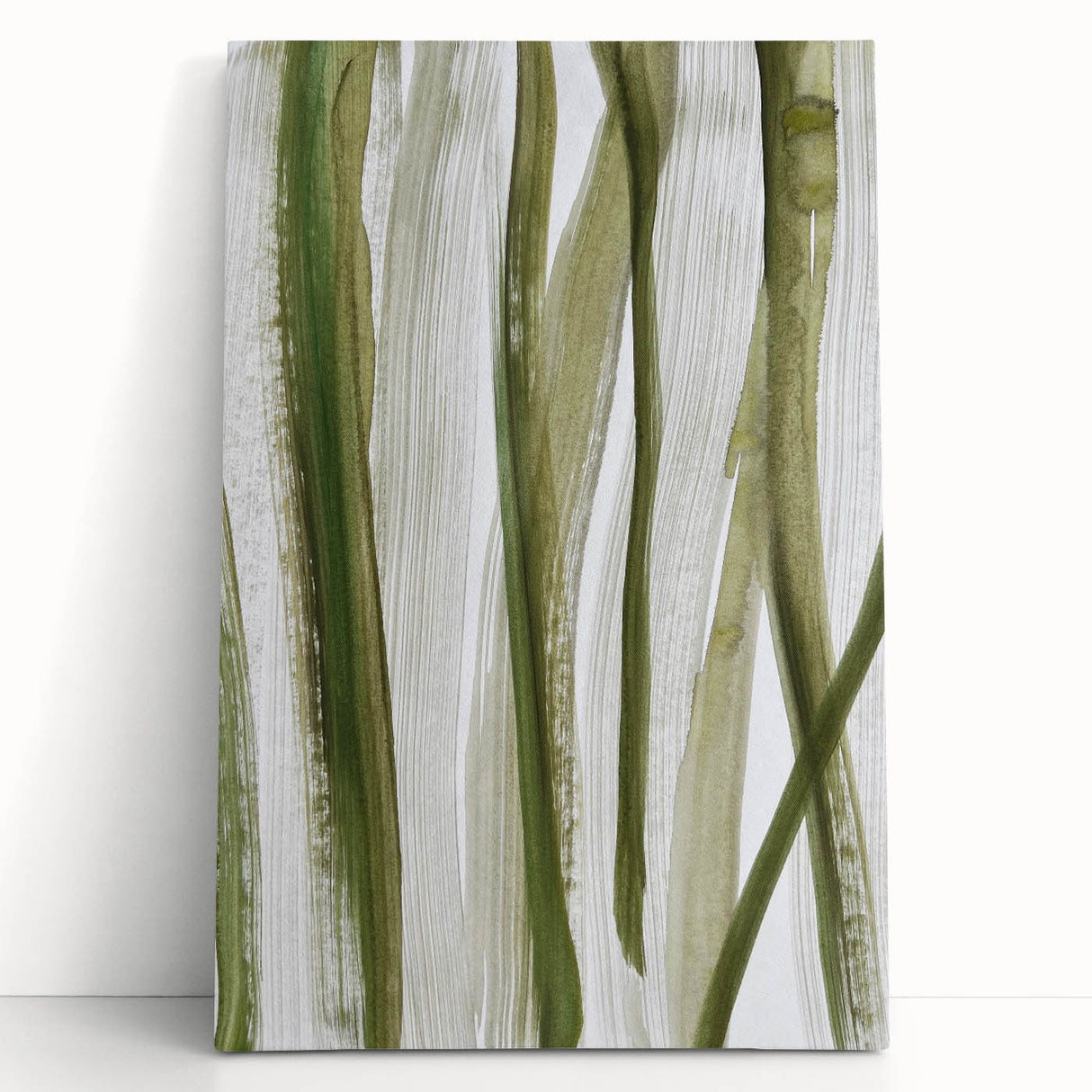 Earthen Harmony Abstracts – Olive Green and Light Gray Wall Art