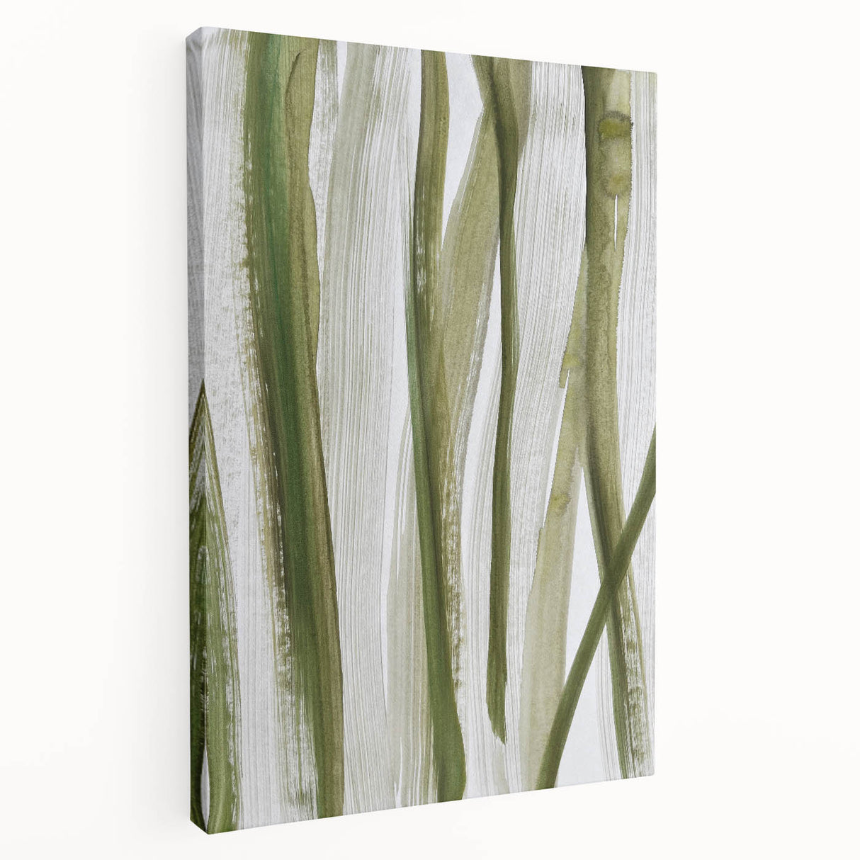Earthen Harmony Abstracts – Olive Green and Light Gray Wall Art