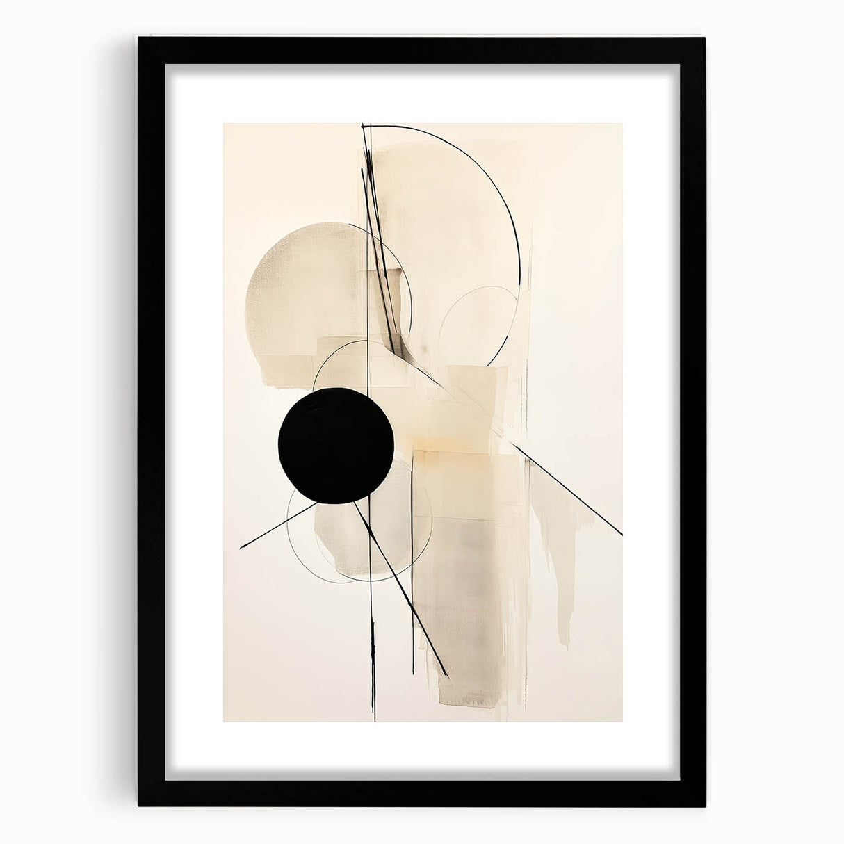 Minimalist Abstract Canvas Prints – Geometric Black and Beige Design