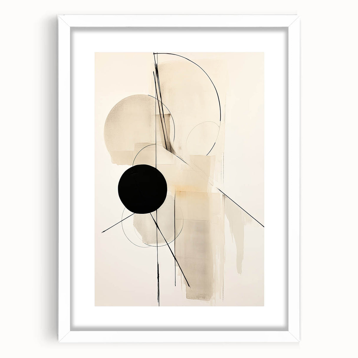 Minimalist Abstract Canvas Prints – Geometric Black and Beige Design