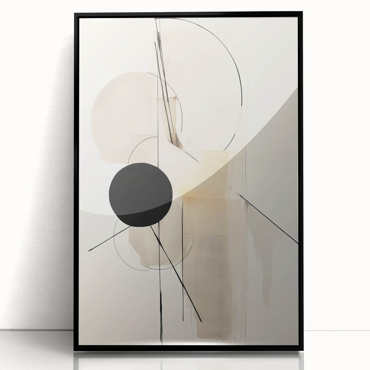 Minimalist Abstract Canvas Prints – Geometric Black and Beige Design
