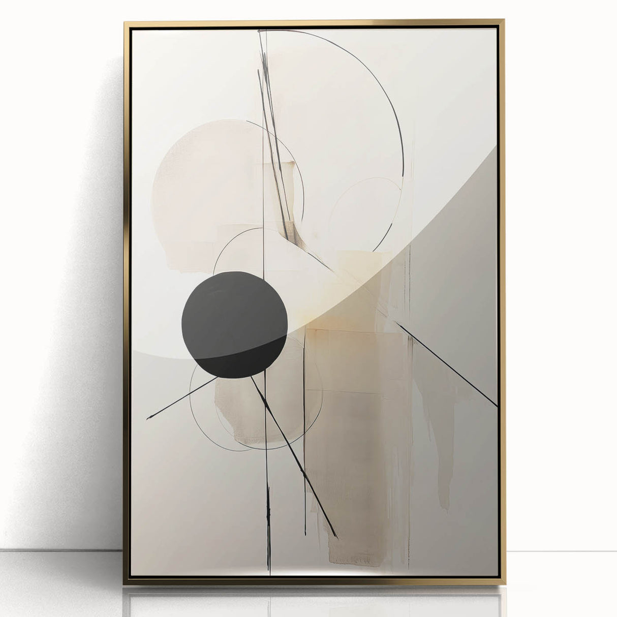 Minimalist Abstract Canvas Prints – Geometric Black and Beige Design