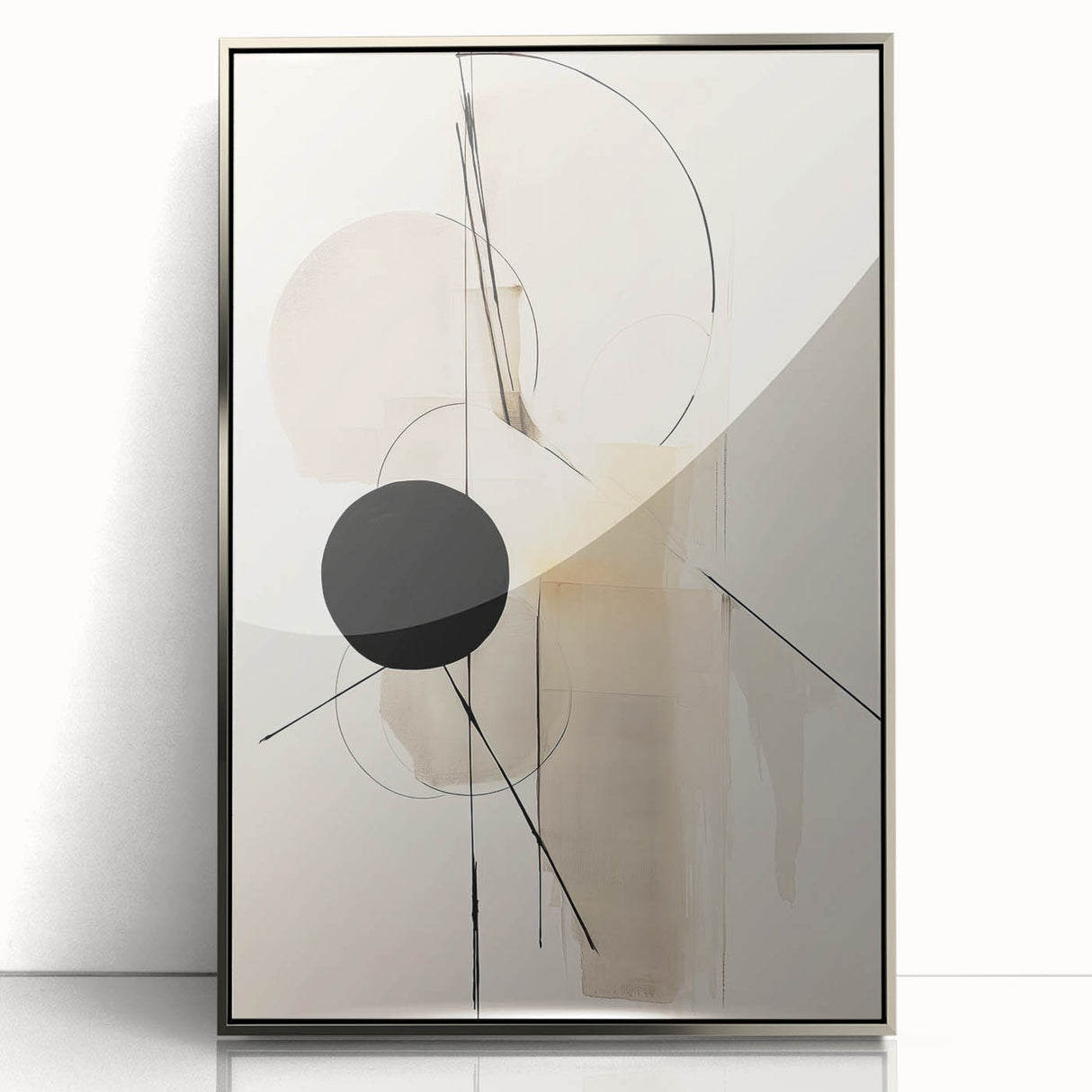 Minimalist Abstract Canvas Prints – Geometric Black and Beige Design