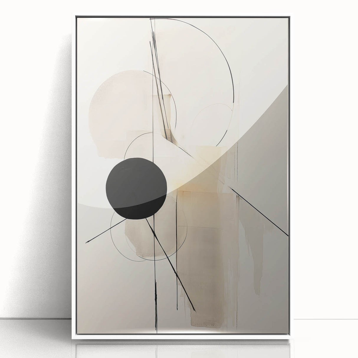 Minimalist Abstract Canvas Prints – Geometric Black and Beige Design