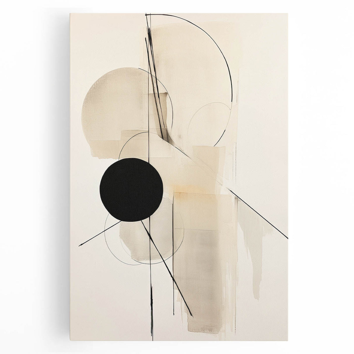 Minimalist Abstract Canvas Prints – Geometric Black and Beige Design