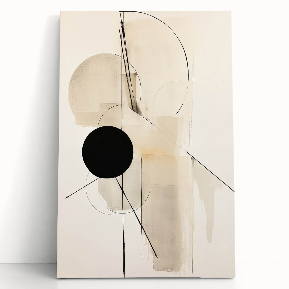 Minimalist Abstract Canvas Prints – Geometric Black and Beige Design