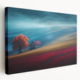 Crimson Tree on Rolling Hills – Landscape Art Prints & Wall Decor