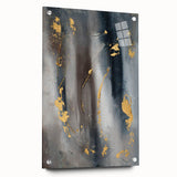 Elegant Moody Modern Wall Art - Abstract Gray, Gold & Black Print