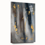 Elegant Moody Modern Wall Art - Abstract Gray, Gold & Black Print