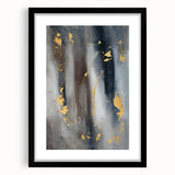 Elegant Moody Modern Wall Art - Abstract Gray, Gold & Black Print