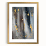 Elegant Moody Modern Wall Art - Abstract Gray, Gold & Black Print
