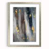 Elegant Moody Modern Wall Art - Abstract Gray, Gold & Black Print